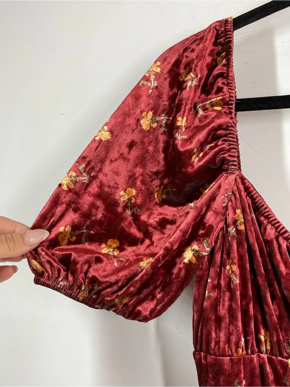 Lait Collection Velvet Floral Maxi Dress Cottagecore Whimsigoth Romantic Large - Picture 5 of 16